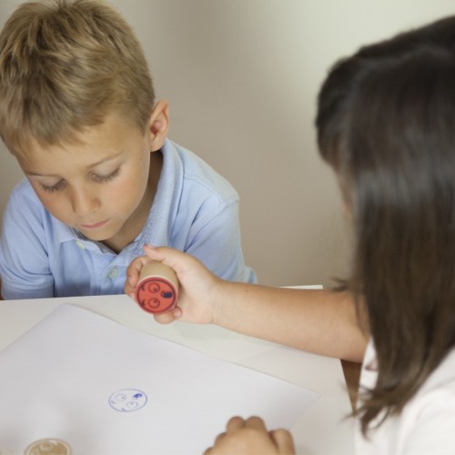 SET OF LARGE WOODEN STAMPS "10 EMOTIONS" 