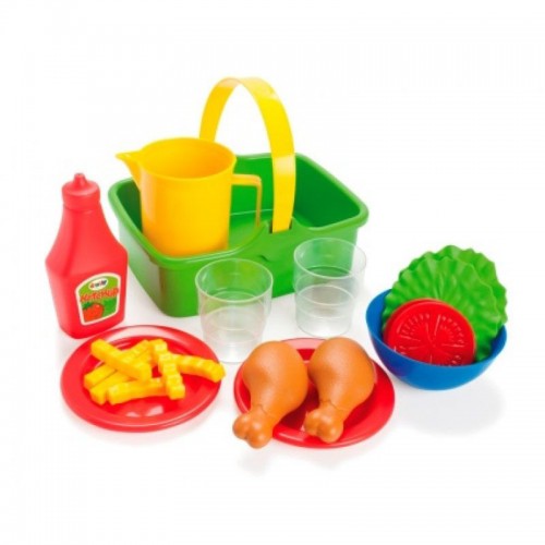 A set of picnic dishes and products