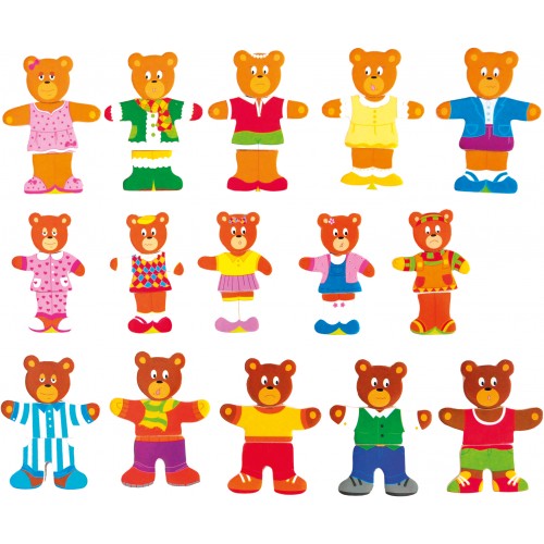 Wooden puzzle game “Dress up the bear family” Wooden puzzle game “Dress up the bear family”