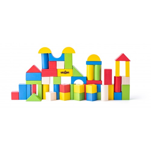 Toddler Blocks in a bucket with a shape sorting lid (50 pieces)