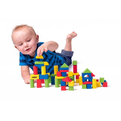 Toddler Blocks in a bucket with a shape sorting lid (50 pieces)