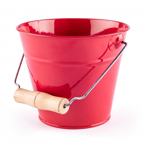 Metal bucket with wooden handle (green)