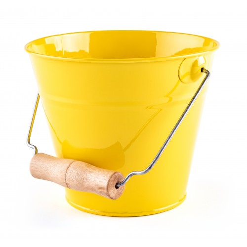 Metal bucket with wooden handle (green)