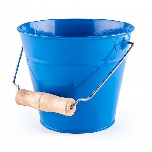 Metal bucket with wooden handle (green)