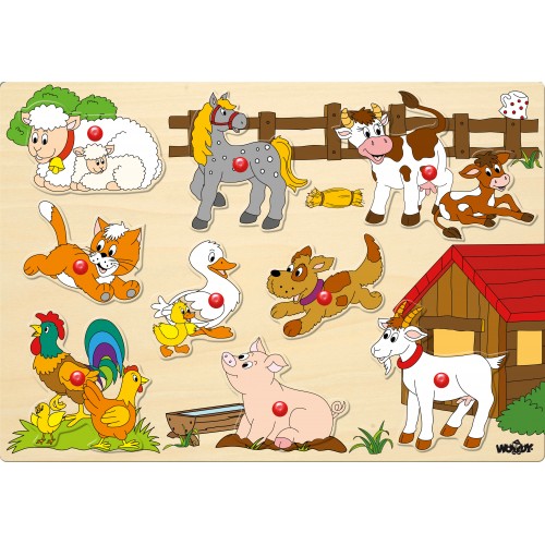 Wooden board with inserts "Funny farm animals" Wooden board with inserts "Funny farm animals"
