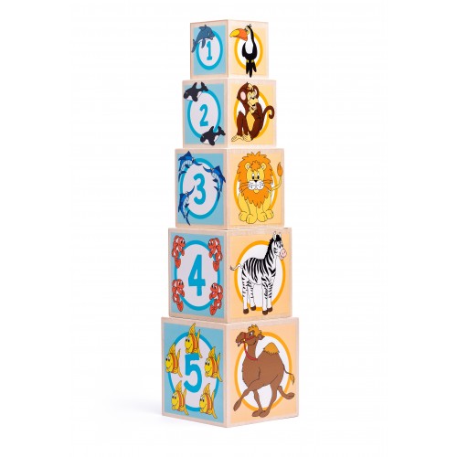 Wooden pyramid – sorter “Animals, shapes, numbers and colors” 3 in 1