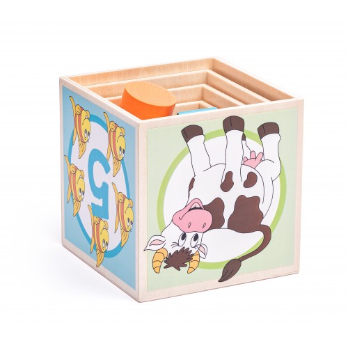 Wooden pyramid – sorter “Animals, shapes, numbers and colors” 3 in 1